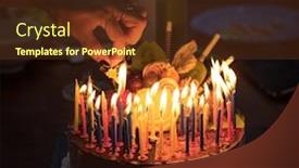  Presentation with birthday cake - Slide set with birthday-cake-with-candles background and a tawny brown colored foreground