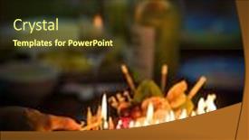  Presentation with birthday cake - Colorful presentation design enhanced with birthday-cake-with-candles backdrop and a tawny brown colored foreground