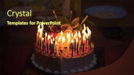  Presentation with birthday cake - PPT theme having birthday-cake-with-candles background and a wine colored foreground