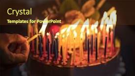  Presentation with birthday cake - Audience pleasing slide set consisting of birthday-cake-with-candles backdrop and a tawny brown colored foreground