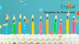  Presentation with birthday cake and candle - PPT theme featuring birthday-cake-with-candles background and a teal colored foreground