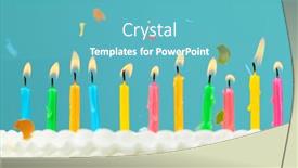  Presentation with pastel color - Presentation design featuring birthday-cake-with-candles background and a teal colored foreground