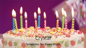  Presentation with happy birthday cake - Beautiful slide deck featuring happy colour plain - birthday cake with candles backdrop and a lemonade colored foreground