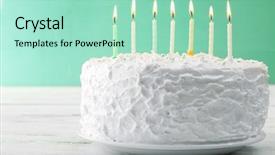  Presentation with happy birthday cake - Beautiful PPT layouts featuring birthday cake with candles backdrop and a mint green colored foreground