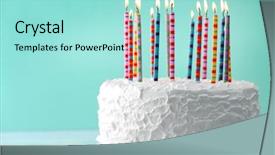  Presentation with cake - Slides consisting of birthday cake with candles background and a arctic colored foreground