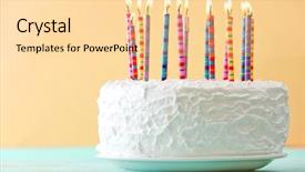  Presentation with birthday cake - Colorful presentation theme enhanced with birthday cake with candles backdrop and a blonde colored foreground