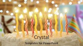  Presentation with birthday cake - PPT theme enhanced with birthday cake with candles background and a yellow colored foreground