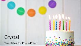  Presentation with birthday cake - Theme having birthday cake with colorful candles background and a light gray colored foreground