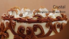  Presentation with ice cream cake - PPT theme enhanced with birthday cake with cream background and a coral colored foreground