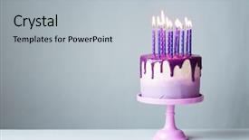  Presentation with birthday cake - Slide deck consisting of birthday cake with drip icing background and a light gray colored foreground