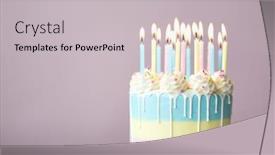  Presentation with birthday cake - PPT layouts with birthday-cake-with-drip-icing background and a light gray colored foreground
