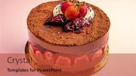  Presentation with birthday cake - Presentation design featuring birthday-cake-with-fresh-berries background and a red colored foreground