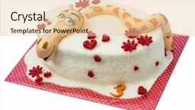  Presentation with birthday cake - Slide deck having birthday cake with giraffe motif background and a  colored foreground