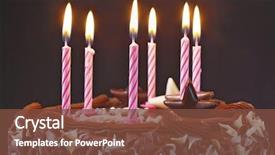  Presentation with lit candles - Beautiful slide deck featuring birthday cake with lit candles backdrop and a tawny brown colored foreground