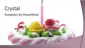  Presentation with birthday cake - PPT theme having birthday cake with one candle background and a white colored foreground