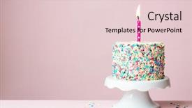  Presentation with birthday cake - Slides having birthday cake with one candle background and a lemonade colored foreground