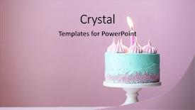  Presentation with birthday cake - Theme featuring birthday cake with one candle background and a lemonade colored foreground