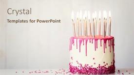  Presentation with pink birthday - Cool new PPT theme with birthday-cake-with-pink-drip backdrop and a sky blue colored foreground