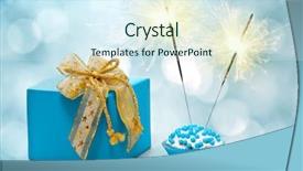  Presentation with birthday cake and candle - Amazing presentation theme having birthday cake with sparkler backdrop and a cool aqua colored foreground