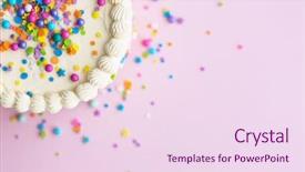  Presentation with pink birthday - PPT layouts featuring sprinkles on a pink background background and a pink colored foreground