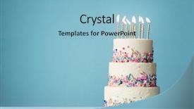  Presentation with sprinkles - Beautiful slide set featuring birthday cake with three tiers backdrop and a light blue colored foreground