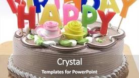  Presentation with birthday greetings - Colorful PPT layouts enhanced with birthday cake backdrop and a gray colored foreground
