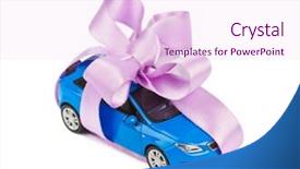  Presentation with gift - Colorful presentation theme enhanced with birthday cakr - car with bow as gift backdrop and a  colored foreground