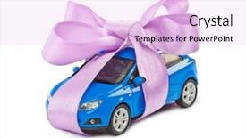  Presentation with brown sugar isolated on white - PPT theme having birthday cakr - car with bow as gift background and a lavender colored foreground
