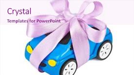  Presentation with car wash wastewater - Theme having birthday cakr - car with bow as gift background and a  colored foreground