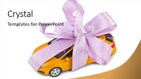  Presentation with gift - Cool new theme with birthday cakr - car with bow as gift backdrop and a  colored foreground