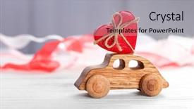  Presentation with wooden heart the slogan - PPT theme having birthday cakr - decorative wooden car with heart background and a light gray colored foreground