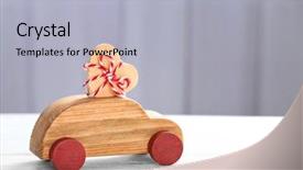  Presentation with wooden heart the slogan - Beautiful theme featuring birthday cakr - decorative wooden car with heart backdrop and a light gray colored foreground