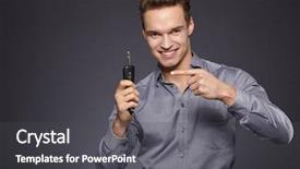  Presentation with sleepy yawning man driving car - Audience pleasing PPT layouts consisting of birthday cakr - man with car keys backdrop and a dark gray colored foreground