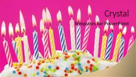  Presentation with pink birthday - Cool new presentation design with birthday candles on pink background backdrop and a coral colored foreground