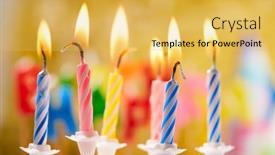  Presentation with birthday - Audience pleasing PPT theme consisting of birthday-candles-on-the-yellow backdrop and a yellow colored foreground