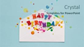  Presentation with happy birthday card - Theme featuring birthday-card-envelope-with-colorful background and a light blue colored foreground