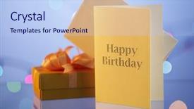  Presentation with birthday invitation - Cool new slide deck with birthday card with a gift backdrop and a light blue colored foreground