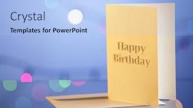  Presentation with birthday card - PPT theme enhanced with birthday-card-with-a-gift background and a light blue colored foreground