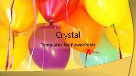  Presentation with balloons - Slides enhanced with bithday card - many bright balloons close-up background and a gold colored foreground