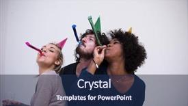  Presentation with lights and confetti party - PPT theme featuring birthday celebration - confetti party happy young people background and a navy blue colored foreground