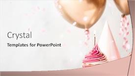  Presentation with gold balloons - PPT theme with birthday-celebration-with-pink-birthday background and a sky blue colored foreground