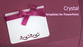  Presentation with gift ribbon - Cool new PPT theme with birthday certificate - elegant gift card with pink backdrop and a violet colored foreground