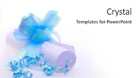  Presentation with scroll paper - Beautiful presentation theme featuring birthday certificate - paper scroll and blue bow backdrop and a white colored foreground