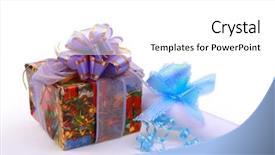  Presentation with scroll paper - Slides consisting of birthday certificate - paper scroll and gift isolated background and a white colored foreground