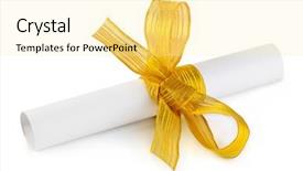  Presentation with scroll paper - Presentation theme with birthday certificate - paper scroll and gold bow background and a blonde colored foreground