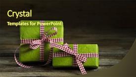  Presentation with ribbon green - Colorful theme enhanced with birthday certificate - two green gifts with red backdrop and a wine colored foreground