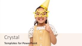  Presentation with birthday party - PPT theme with birthday-childhood-and-people-concept background and a  colored foreground