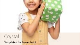  Presentation with childhood - Presentation design having birthday-childhood-and-people-concept background and a coral colored foreground