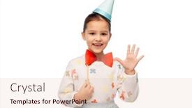  Presentation with birthday party - Slide set having birthday-childhood-and-people-concept background and a lemonade colored foreground