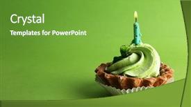  Presentation with cup cake - Slide deck enhanced with birthday cup cake with candle background and a  colored foreground